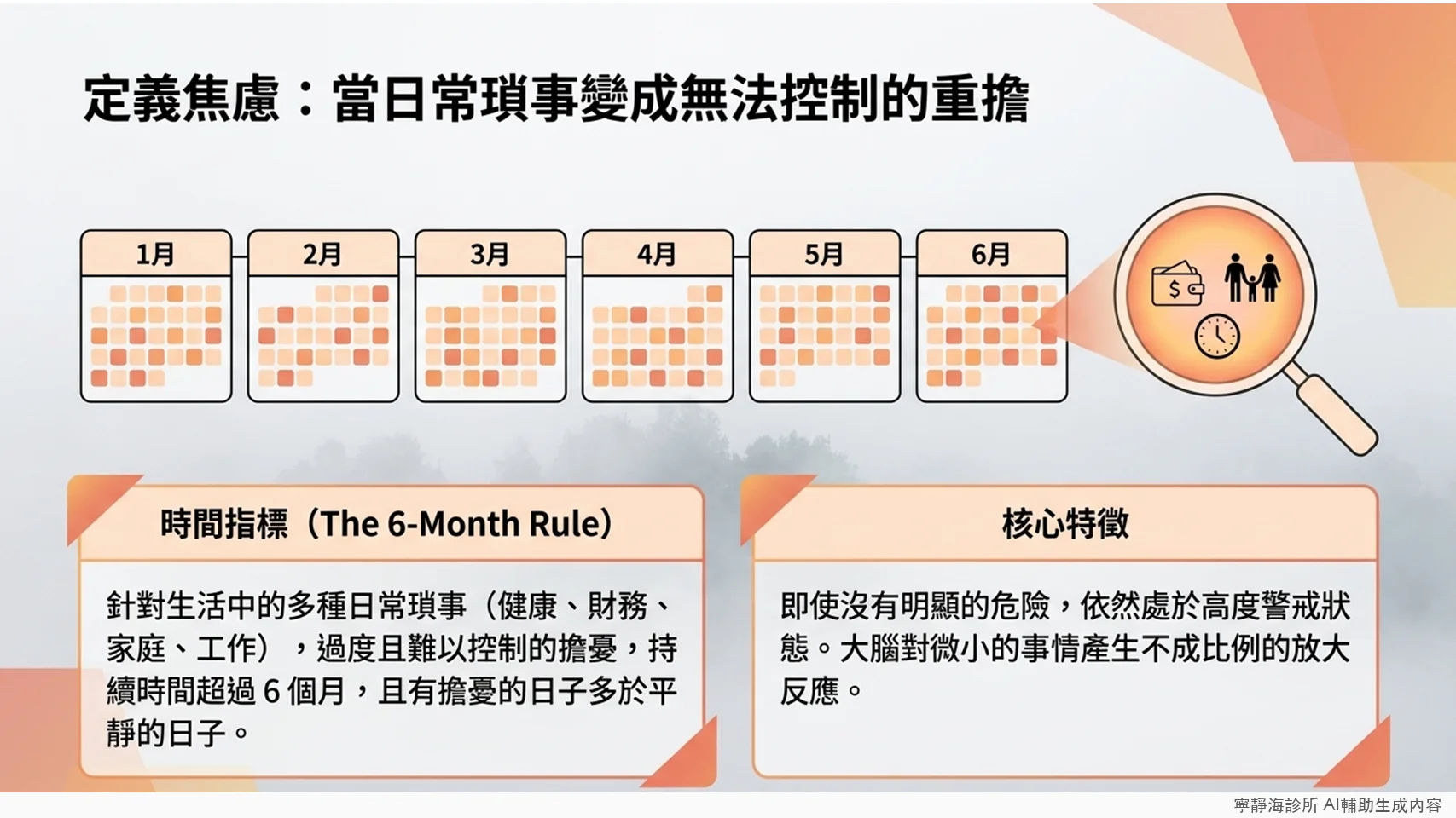 廣泛性焦慮症診斷指標:6個月法則與核心特徵