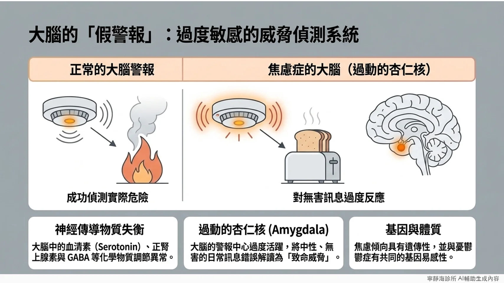 廣泛性焦慮症生物學機轉:過動的杏仁核與神經傳導物質失衡