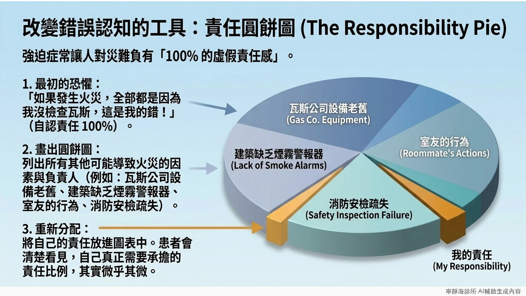 強迫症認知治療工具責任圓餅圖:拆解100%虛假責任感