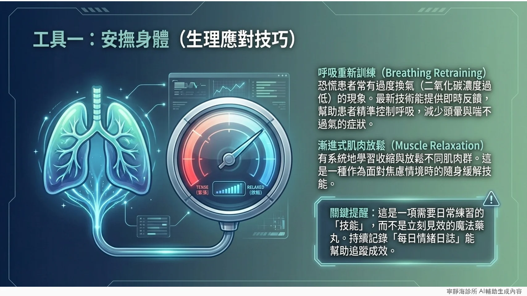 恐慌症生理應對技巧:呼吸重新訓練與漸進式肌肉放鬆
