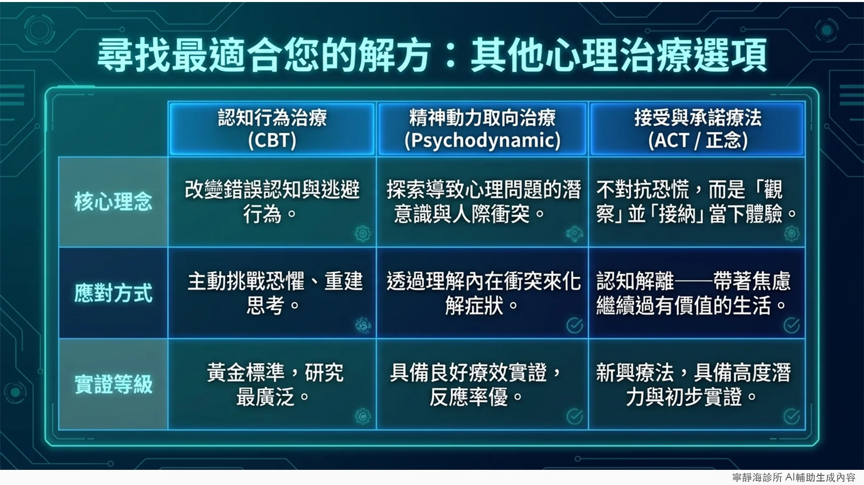 恐慌症其他心理治療選項:精神動力取向治療、接受與承諾療法ACT