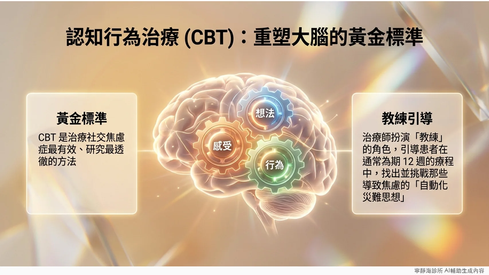 認知行為治療CBT:社交焦慮症最有效的治療方式,通常為期12週