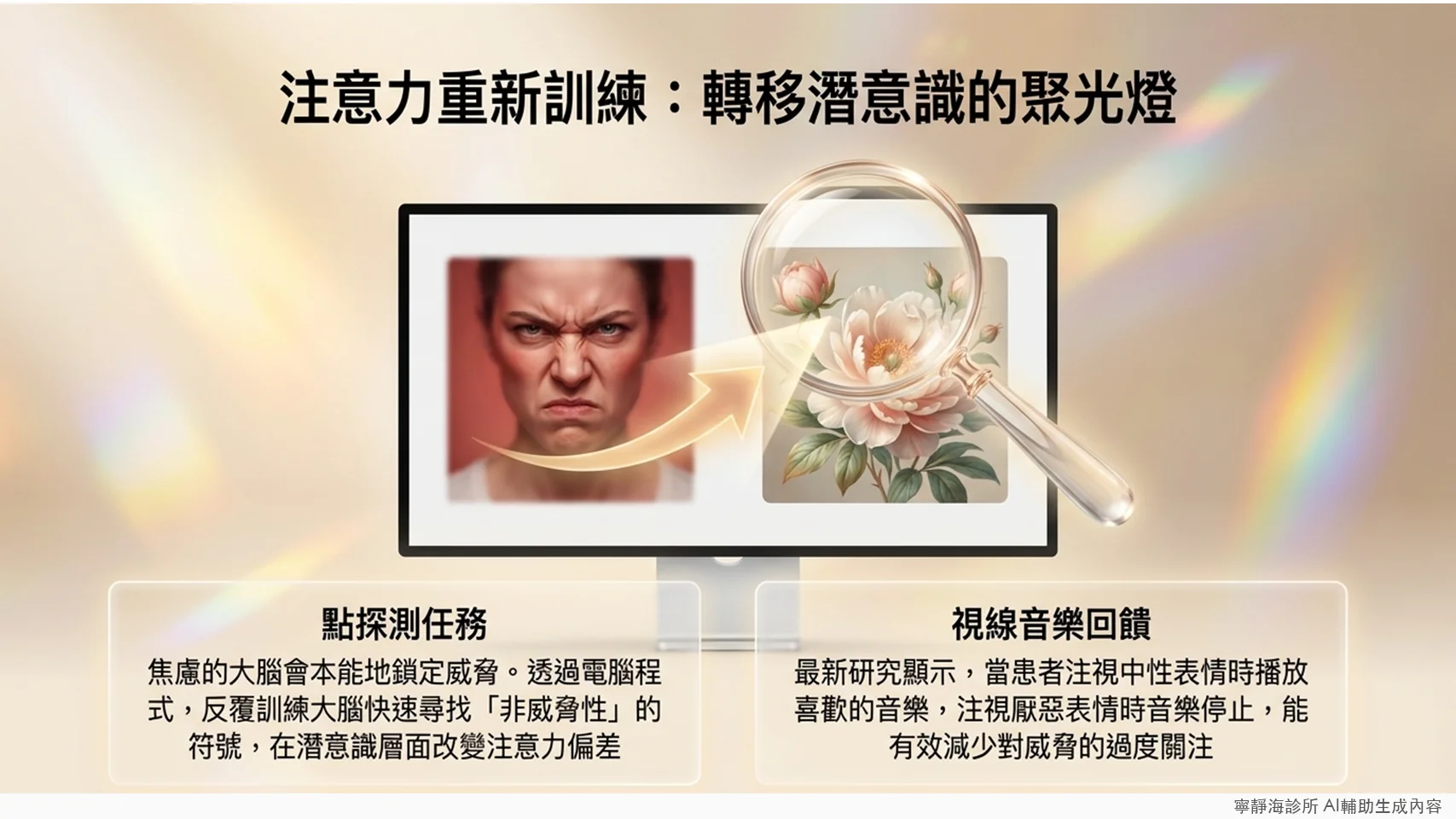 注意力重新訓練:點探測任務與視線音樂回饋,改變大腦對威脅的偏差關注