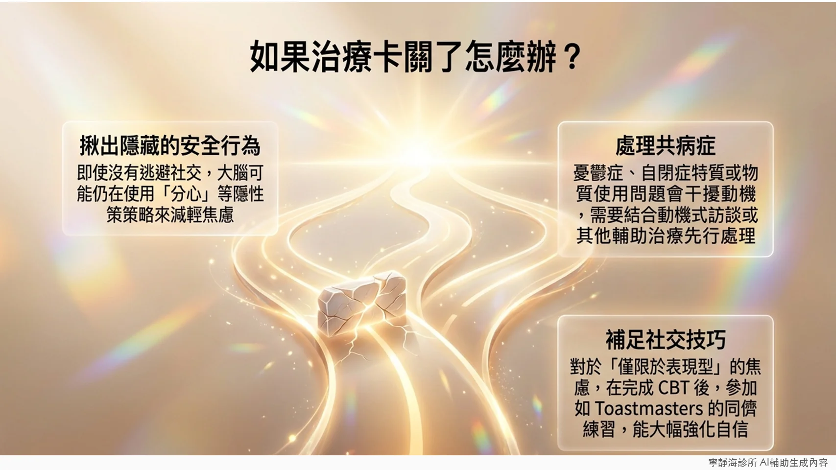 社交焦慮症治療卡關的處理方式:隱藏的安全行為、共病症、社交技巧補強